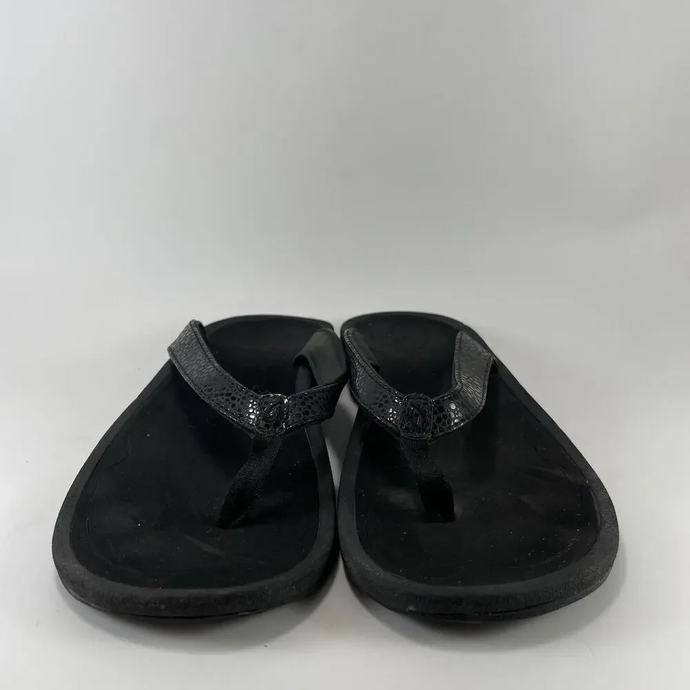 OluKai Kulapa Kai Womens Size 9 Black Charcoal Thong Flip Flop Sandal 20198-4040